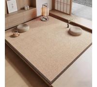 Matelas de sol japonais 2026, tapis de tatami rembourré en rotin d'été, surface de refroidissement avec noyau en coton doux et fond antidérapant imprimé, tapis pliable for chambre(Khaki,80*120cm)