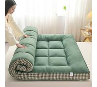 Matelas de sol japonais épais, matelas futon enroulable et pliable, matelas de chambre à coucher, coussin de sol, matelas de lit vert (90 x 200 cm) - Parfait pour les dortoirs et les chambres d'amis