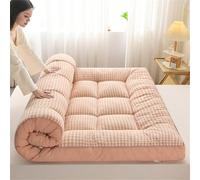 Matelas de sol japonais épais Matelas futon enroulable Matelas pliable pour chambre à coucher Coussin de sol Rose Lit à carreaux 80 x 200 cm - Confort optimal et solution gain de place