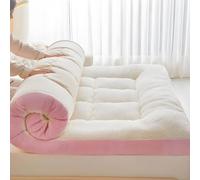 Matelas de sol japonais - Surmatelas futon traditionnel de 10,2 cm pour enfants et adultes - Tapis portable pliable enroulable pour yoga, méditation et siestes - Rose - Lit double