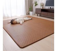 Matelas de Sol Japonais, Tapis en rotin épais et rembourré, Noyau en éponge Haute densité, Base antidérapante en Silicone, Tapis de Sol géométrique Marron Chaud for la Maison(Caramel,180 * 200cm)