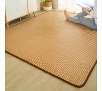 Matelas de sol japonais, tapis en rotin marron caramel chaud, construction respirante à 3 couches avec éponge à haute élasticité et fond antidérapant, tapis de camping pliable(Light brown,90*190cm)