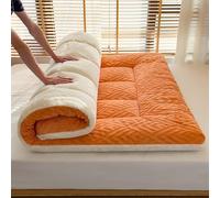 Matelas de sol japonais, tapis futon respirant, super doux à poils longs, tapis de couchage enroulable pour dortoir d'étudiant, orange, 100 x 200 cm