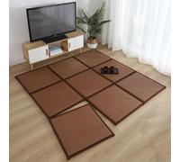 Matelas de sol modulaire en rotin, tapis de tatami japonais en rotin rafraîchissant double face de 2,2 cm d'épaisseur, tapis de zone de couture for salon, salle de jeux(Dark brown,180*300cm)