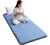 Matelas De Sol Simple avec Sac De Rangement sous Vide Réutilisable - Tapis De Tatami Japonais Matelas Futon en Coton Roulable Lit D'appoint Pliable Dortoir étudiant (80x190CM,Bleu)