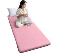 Matelas De Sol Simple avec Sac De Rangement sous Vide Réutilisable - Tapis De Tatami Japonais Matelas Futon en Coton Roulable Lit D'appoint Pliable Dortoir étudiant (90x190CM,Rose)