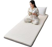 Matelas De Sol Simple avec Sac De Rangement sous Vide Réutilisable - Tapis De Tatami Japonais Matelas Futon en Coton Roulable Lit D'appoint Pliable Dortoir étudiant (90x190CM,Beige)