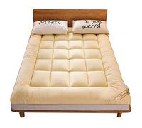 Matelas de Tatami Futon Pliable 2 Places 10cm Épaissir Le Matelas de Couchage Japonais Épais Tapis de Lit Moelleux Ultra-douce Plancher Pad Pour Dortoir Étudiant Chambre Matelassé,Yellow-200*220cm