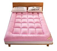 Matelas de Tatami Futon Pliable 2 Places 10cm Épaissir Le Matelas de Couchage Japonais Épais Tapis de Lit Moelleux Ultra-douce Plancher Pad Pour Dortoir Étudiant Chambre Matelassé,Pink-135*200cm