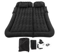 Matelas De Voyage Gonflable Multifonction 2 En 1, Coussin De Repos Doux En Pvc Floqué Pour Voiture Suv Noir