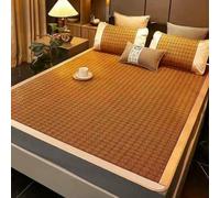 Matelas d'été en bambou et rotin - Tapis de couchage frais pour adultes - Protection de lit pliable pour lit simple/double - Solution de sommeil confortable et respirante