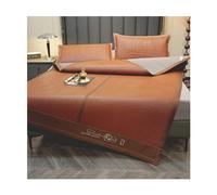 Matelas d'été en rotin - Matelas rafraîchissant et respirant - Double matelas rafraîchissant pliable pour les nuits chaudes - Idéal pour la maison, le dortoir et le canapé(Red-brown,180x200cm/71x79in)