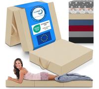 Matelas d'Invité Pliable 3 Parties - Mousse Extra Épaisse 15 cm Lavable - Dimensions 75x195x15 cm Crème