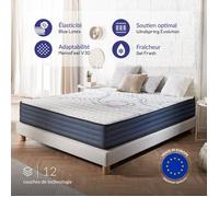 Matelas Dream Komfort 140x200 cm - Hybrid - Ressorts ensachés+Latex+Mousse Viscoélastique HR - Soutien Mi-ferme 7 zones - 26 cm
