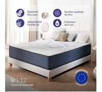 Matelas Dream Komfort 140x200 cm - Technologie Blue Latex et mousse HR à mémoire de forme - Réversible - 7 zones - Très épais epaiss