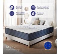 Matelas Dream Komfort 160x200 cm - Ressorts ensachés+Latex+Mousse Viscoélastique HR - Soutien Mi-ferme 7 zones - Épais 30 cm