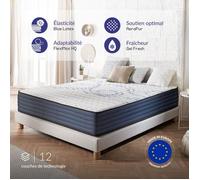 Matelas Dream Komfort 90x200 cm - Technologie Blue Latex et mousse HR à mémoire de forme - Réversible - 7 zones - Épais 30 cm