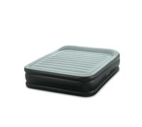 Intex - Matelas gonflable Deluxe Pillow Rest Raised - 2 personnes - 152x203x42 cm (LxLxH) - Gris - Motopompe intégrée - Bleu foncé