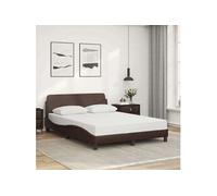 Vidaxl Cadre De Lit Avec Tête De Lit Marron 140x190 Cm Similicuir Marron