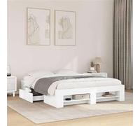 vidaXL Cadre de lit sans matelas 150 x 200 cm bois d'ingénierie blanc