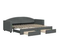 Vidaxl Lit De Jour Avec Gigogne Et Tiroirs Gris Foncé 80x200 Cm Tissu Gris