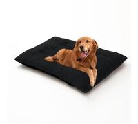 Matelas épais de cage pour chien - Grand coussin anti-anxiété avec fond antidérapant, lavable et amovible - Tapis chaud (140 x 110 x 12 cm, noir)
