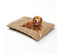 Matelas épais de cage pour chien - Grand coussin anti-anxiété avec fond antidérapant, lavable et amovible - Pour animaux de compagnie - Chaud (100 x 70 x 10 cm, beige)
