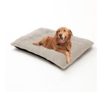 Matelas épais de cage pour chien, grand coussin pelucheux et apaisant avec fond antidérapant, lavable et amovible pour animaux de compagnie et chaud (70 x 50 x 8 cm, blanc cassé)