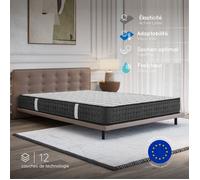 COSMOS - Matelas Equinox 140x190-21 cm - Accueil Blue Latex + Mousse à mémoire de Forme - Soutien Équilibré - Respirant - Durable - 7 Zones - Réversible - Hypoallergénique - Fabriqué en Europe