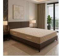 Matelas Latex Naturel 200x200 x 23 cm Très Ferme + Oreiller Visco + Alèse - Tissu 100% Coton - Déhoussable Housse Lavable - 7 Zones de Confort -