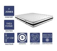 Matelas face de contact Mmoire de Forme 60 Kg-m3 90x200 cm epaisseur 21 cm Trs Ferme - 7 Zones de Confort - Noyau Aertech 35 Kg-m3