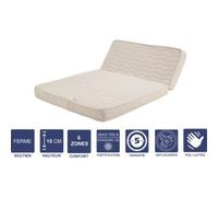 Matelas Ferme Pour Bz 160x200 X 15 Cm - Dim Assise 60 Cm - Déhoussable Housse Lavable - 5 Zones De Confort - Ame Poli Lattex Haute Résilience - Hypoallergénique