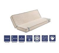 Matelas ferme pour clic clac 120x190 x 10 cm - dim assise 60 cm - déhoussable housse lavable - 5 zones de confort - ame poli lattex haute résilience
