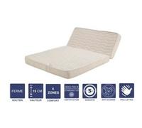 Matelas Ferme Pour Tous Bz + Alèse 120x190 X 15 Cm - Découpe Assise 60 Cm - 5 Zones De Confort - Noyau Poli Lattex Hr Dernière Génération - Très Respirant Blanc