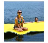 Matelas Flottant, Tapis Flottant en Mousse à Eau avec Coussin Roulant, île Flottante for activités Aquatiques, Piscine, Plage, océan(Yellow,5.5mx1.8mx2.2cm)