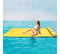 Matelas Flottant, Tapis Flottant pour Les Loisirs Aquatiques Et La Détente, Mousse 3 Couches Rebondissante Résistante Aux Déchirures,Jaune,2.7mx0.9mx3.3cm