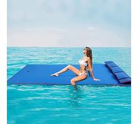 Matelas Flottant, Tapis Flottant pour Les Loisirs Aquatiques Et La Détente, Mousse 3 Couches Rebondissante Résistante Aux Déchirures,Bleu,2.7mx1.3mx3.3cm