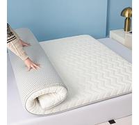 Matelas futon de 8 cm, matelas de camping respirant, pliable, orthopédique, ergonomique et portable, blanc, 135 x 190 cm