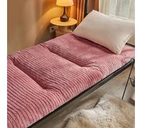 Matelas futon de sol japonais, matelas épais, respirant et pliable à poils longs, tapis de couchage enroulable super doux pour chambre à coucher/tente, invité, rose, 90 x 200 cm