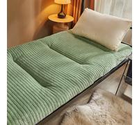 Matelas futon de sol japonais pliable, épais, respirant, super doux à poils longs, tapis de couchage enroulable, idéal pour chambre à coucher/tente, vert, 180 x 200 cm d'épaisseur