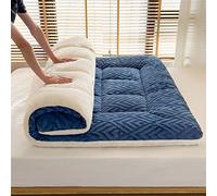 Matelas futon de sol ultra doux et moelleux pour lit simple, épais, portable et pliable, toutes saisons, respirant pour une expérience de sommeil confortable (lit double, bleu)
