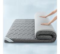 Matelas futon en mousse à mémoire de forme en latex et mousse à mémoire de forme de 6 cm d'épaisseur - Matelas pliable japonais pour chambre à coucher et camping - Gris 90 x 200 cm