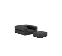 Matelas futon et pouf 2 en 1 CUBE anthracite 90x190