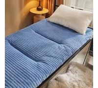 Matelas futon japonais avec design épais et respirant, super doux à poils longs, tapis de couchage enroulable pour chambre à coucher, tente ou chambre d'amis - bleu foncé, 90 x 190 cm