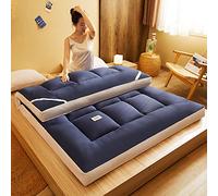 Matelas futon japonais épais, extra moelleux, tapis de couchage pliable, doux, respirant et enroulable pour salon, dortoir, canapé, camping (bleu foncé, 90 x 200 cm)