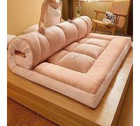Matelas futon japonais épais, extra moelleux, tapis de couchage pliable, doux, respirant et enroulable pour salon, dortoir, invités, camping, (rose, 90 x 200 cm)