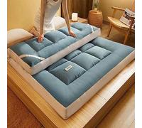 Matelas futon japonais épais, extra moelleux, tapis de couchage pliable, doux, respirant et enroulable pour salon, dortoir, canapé, camping (bleu, 180 x 200 cm)