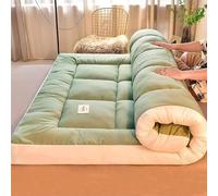 Matelas futon japonais épais, extra moelleux, tapis de couchage pliable, doux, respirant et enroulable pour salon, dortoir, canapé, camping (vert, 180 x 200 cm)