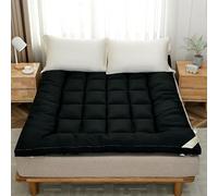 Matelas futon japonais épais, matelassé, moelleux, tatami, tapis de couchage pliable, doux, respirant et enroulable pour salon, dortoir, canapé, camping (noir, 180 x 200 cm)