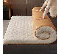 Matelas futon japonais épais style cachemire enroulable et pliable Design simple Beige 135 x 200 x 9 cm Idéal pour la maison et le voyage